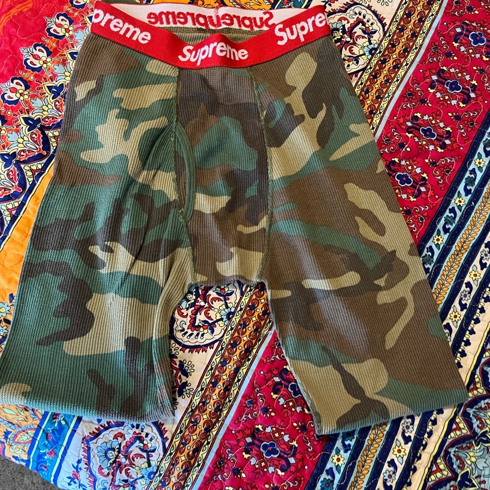 Men’s Supreme camo-print thermal pants (limited run)